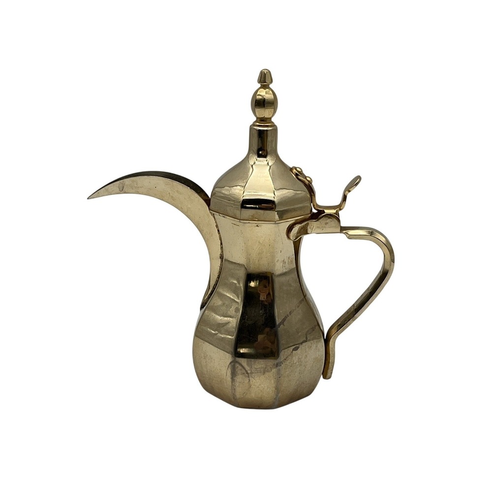 Vintage Arabic Dallah Coffee Pot‎ Gold Tone Stainless Steel Al Saif 24oz Korea